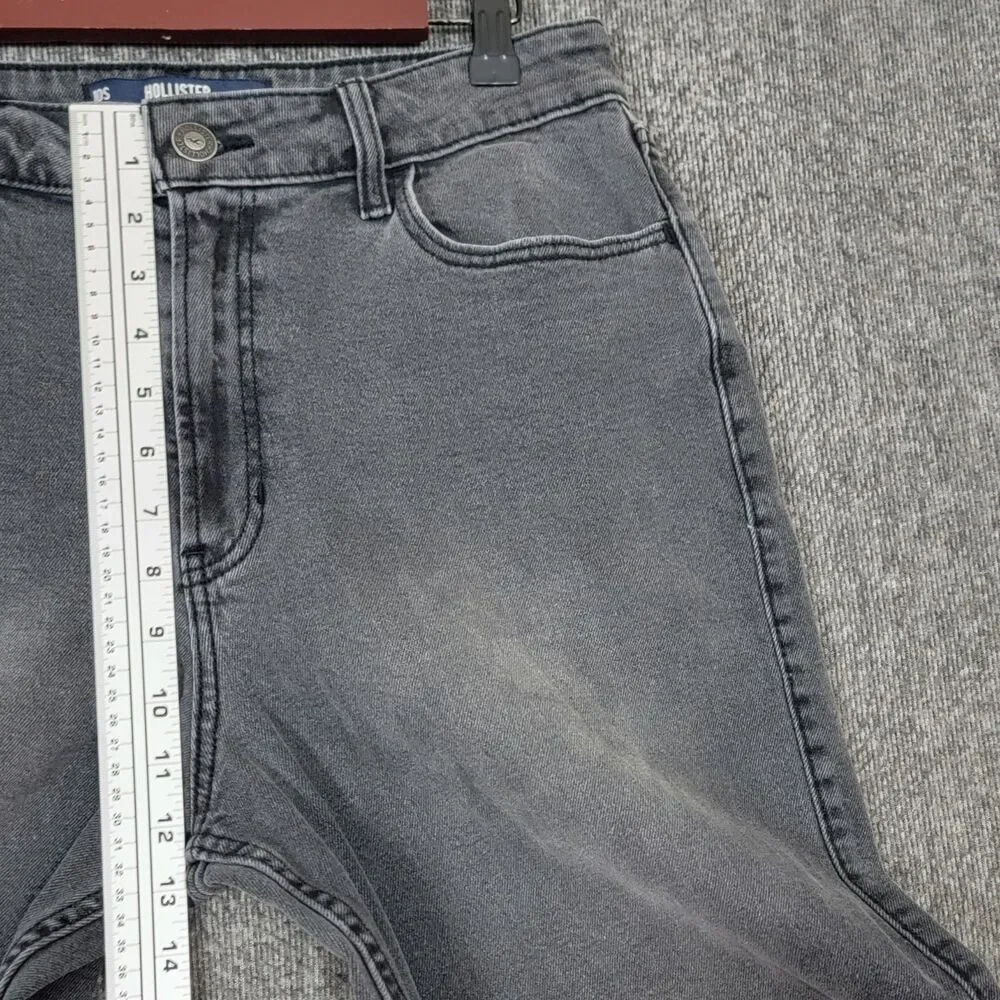 Hollister Jeans Womens 10S Gray Ultra High Rise Baggy Wide Leg Stretch Denim